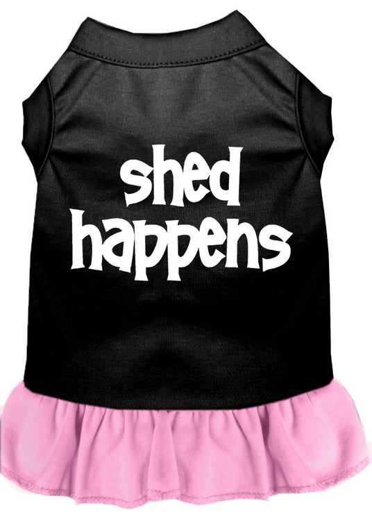 Shed Happens Screen Print Dress Black with Light Pink Sm